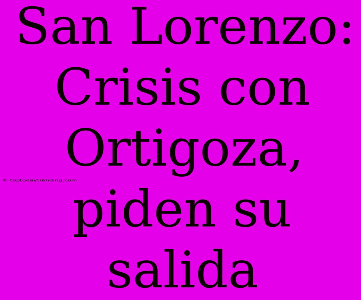 San Lorenzo: Crisis Con Ortigoza, Piden Su Salida