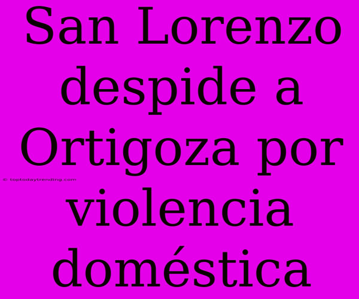 San Lorenzo Despide A Ortigoza Por Violencia Doméstica