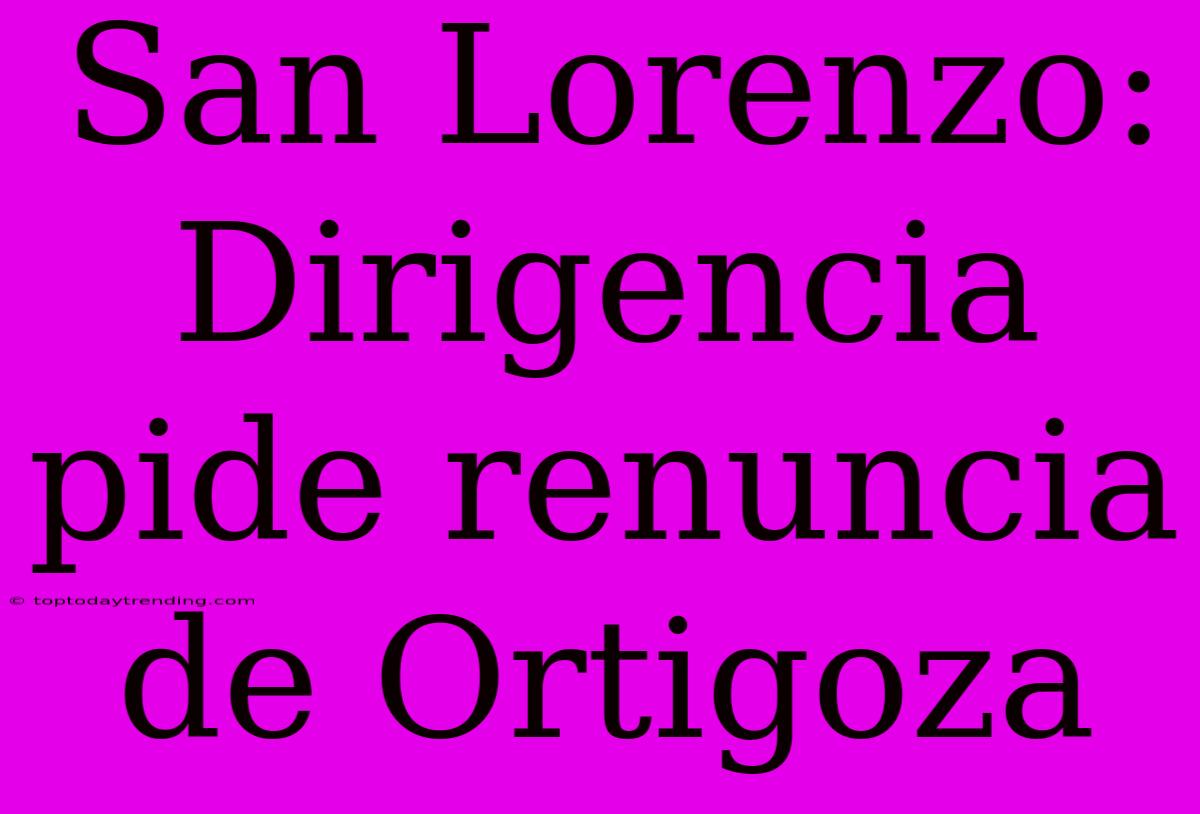 San Lorenzo: Dirigencia Pide Renuncia De Ortigoza