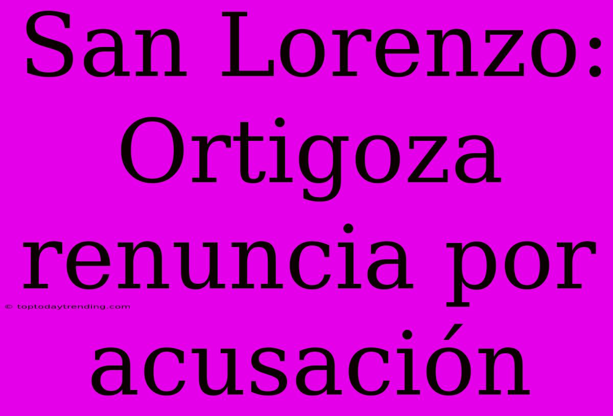 San Lorenzo: Ortigoza Renuncia Por Acusación