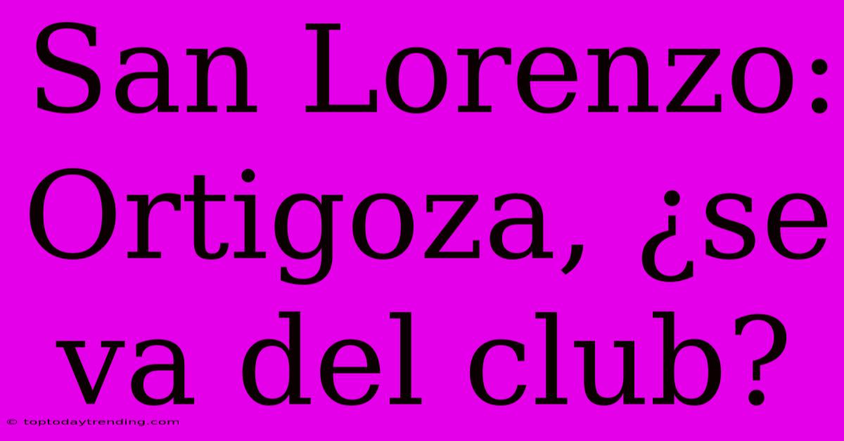 San Lorenzo: Ortigoza, ¿se Va Del Club?