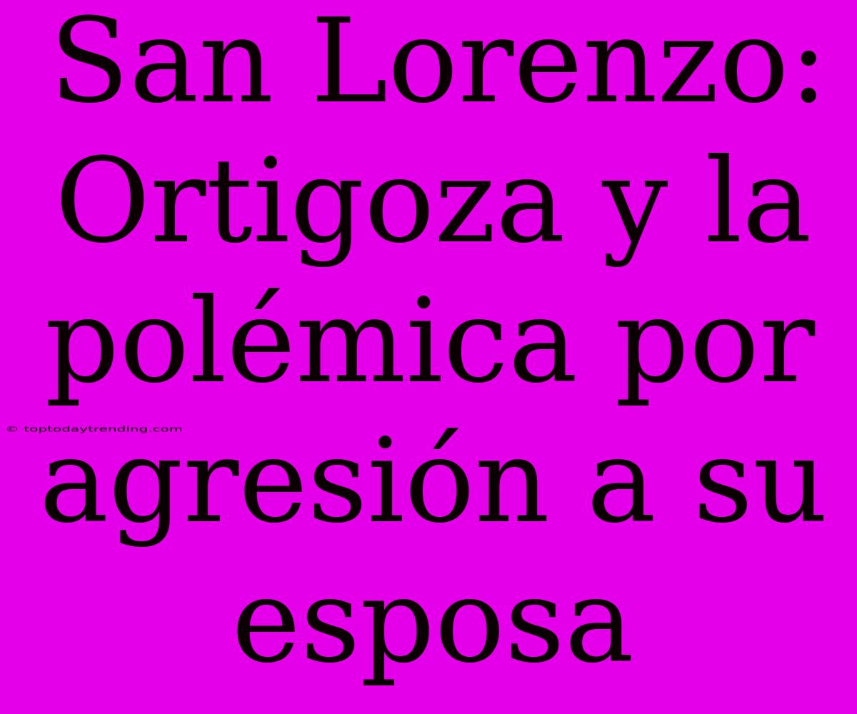 San Lorenzo: Ortigoza Y La Polémica Por Agresión A Su Esposa