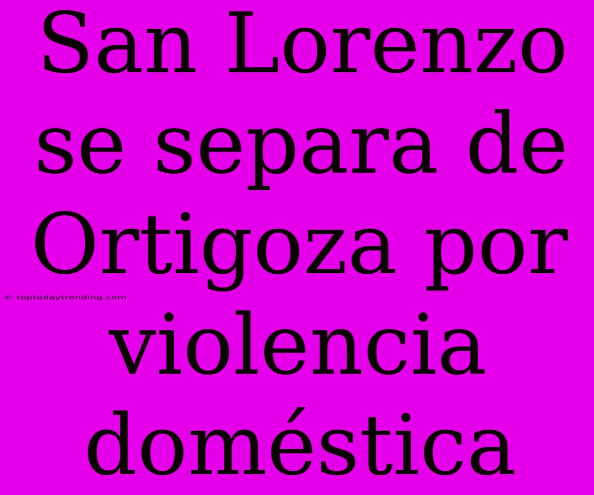 San Lorenzo Se Separa De Ortigoza Por Violencia Doméstica