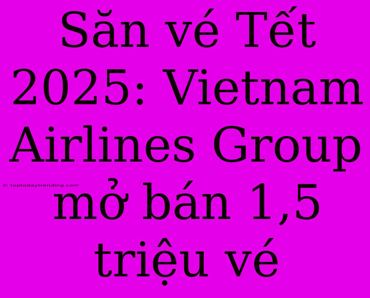 Săn Vé Tết 2025: Vietnam Airlines Group Mở Bán 1,5 Triệu Vé