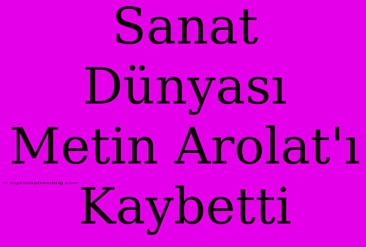 Sanat Dünyası Metin Arolat'ı Kaybetti