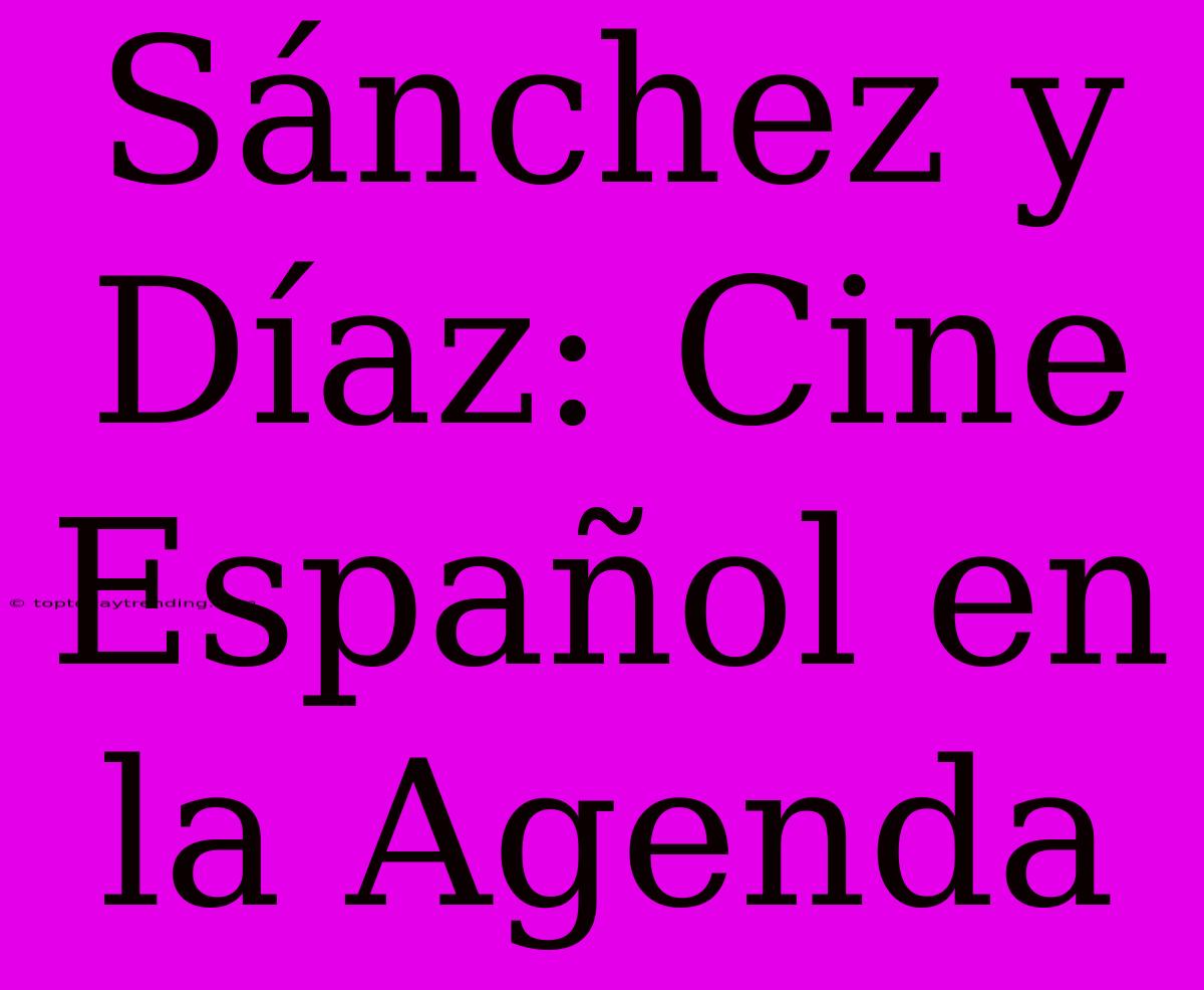 Sánchez Y Díaz: Cine Español En La Agenda