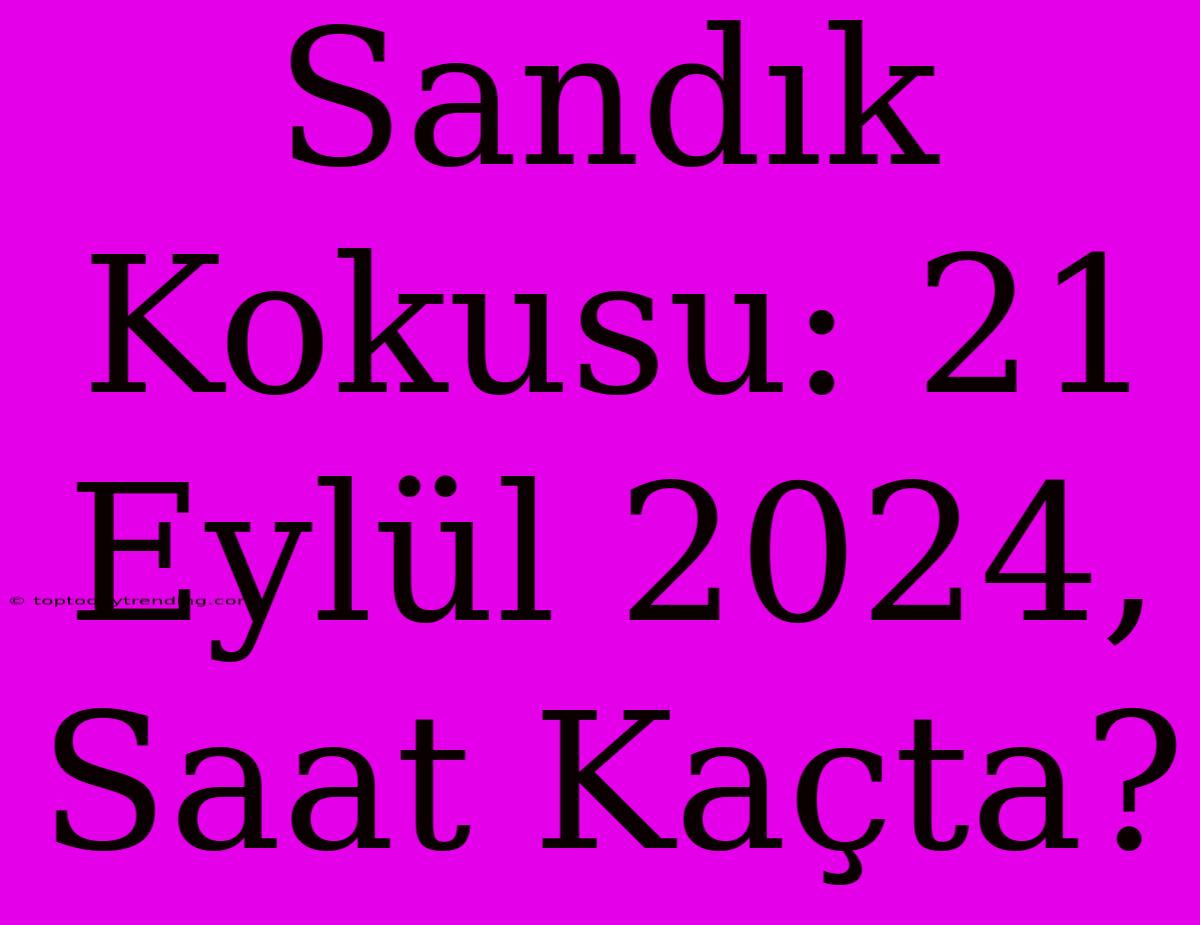 Sandık Kokusu: 21 Eylül 2024, Saat Kaçta?