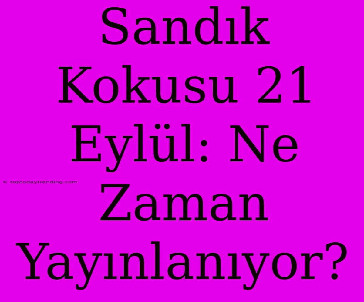 Sandık Kokusu 21 Eylül: Ne Zaman Yayınlanıyor?