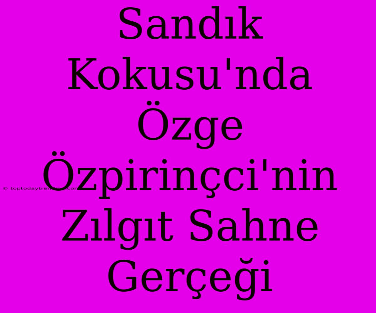 Sandık Kokusu'nda Özge Özpirinçci'nin Zılgıt Sahne Gerçeği