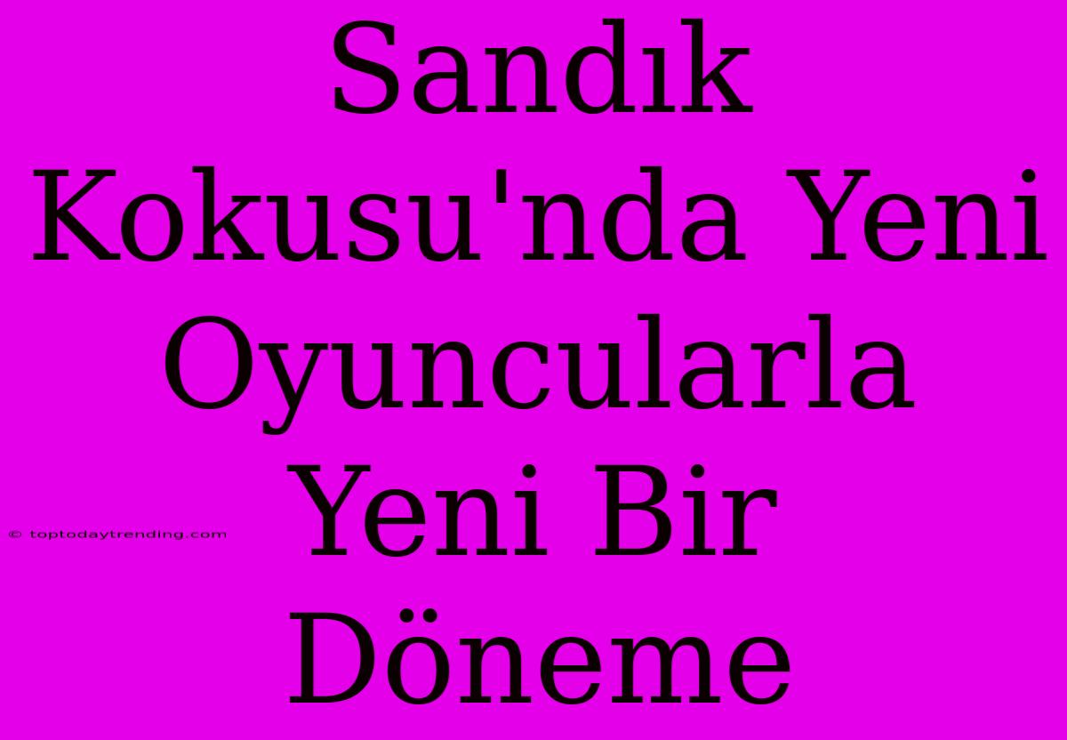 Sandık Kokusu'nda Yeni Oyuncularla Yeni Bir Döneme