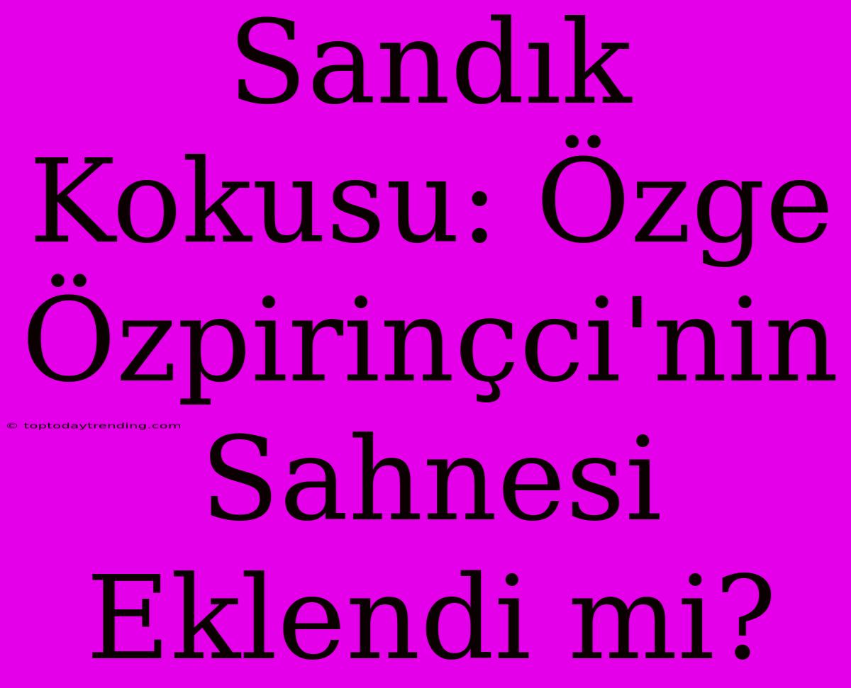 Sandık Kokusu: Özge Özpirinçci'nin Sahnesi Eklendi Mi?