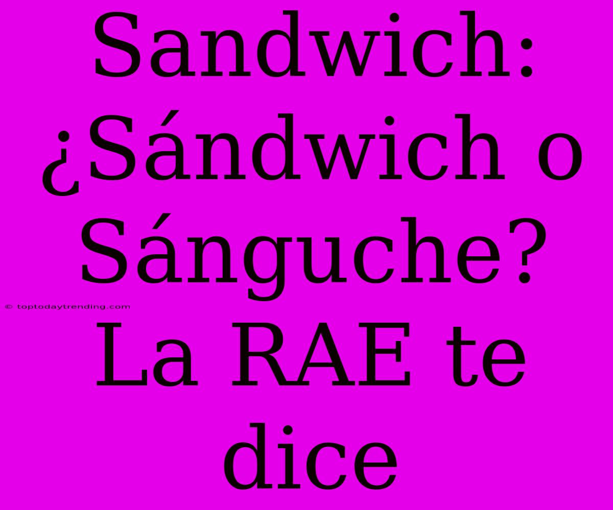 Sandwich: ¿Sándwich O Sánguche? La RAE Te Dice