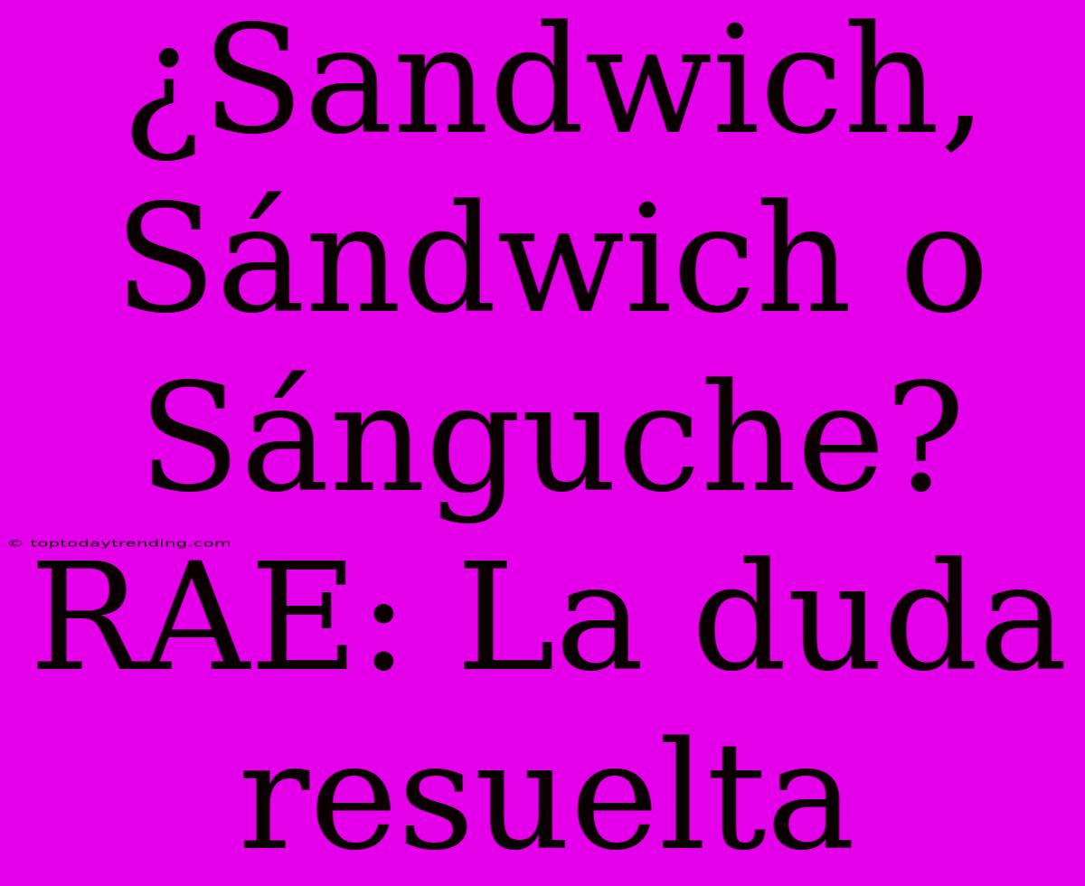 ¿Sandwich, Sándwich O Sánguche? RAE: La Duda Resuelta