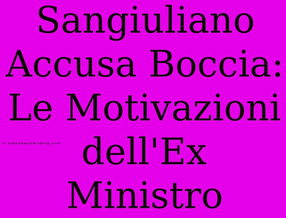 Sangiuliano Accusa Boccia: Le Motivazioni Dell'Ex Ministro