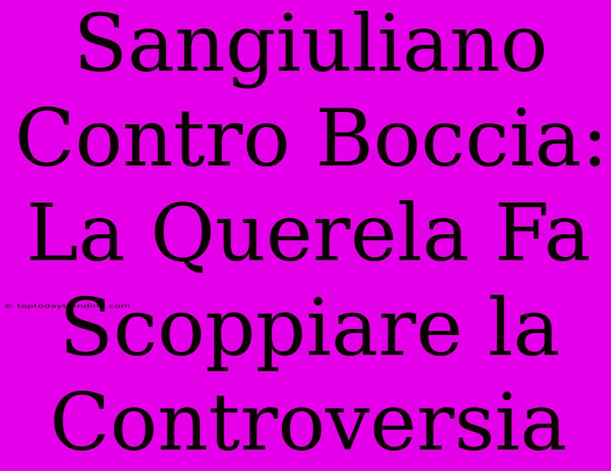 Sangiuliano Contro Boccia: La Querela Fa Scoppiare La Controversia