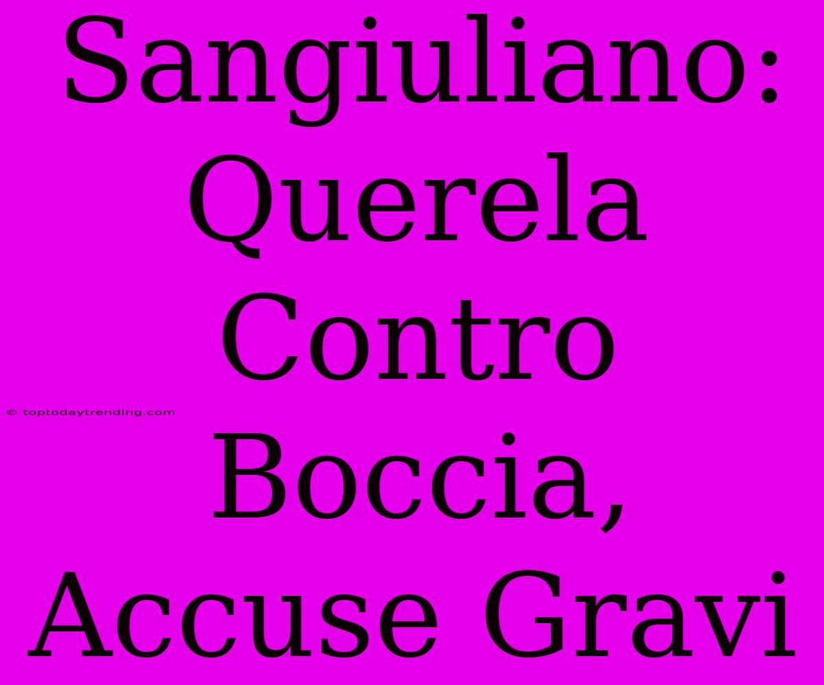 Sangiuliano: Querela Contro Boccia, Accuse Gravi