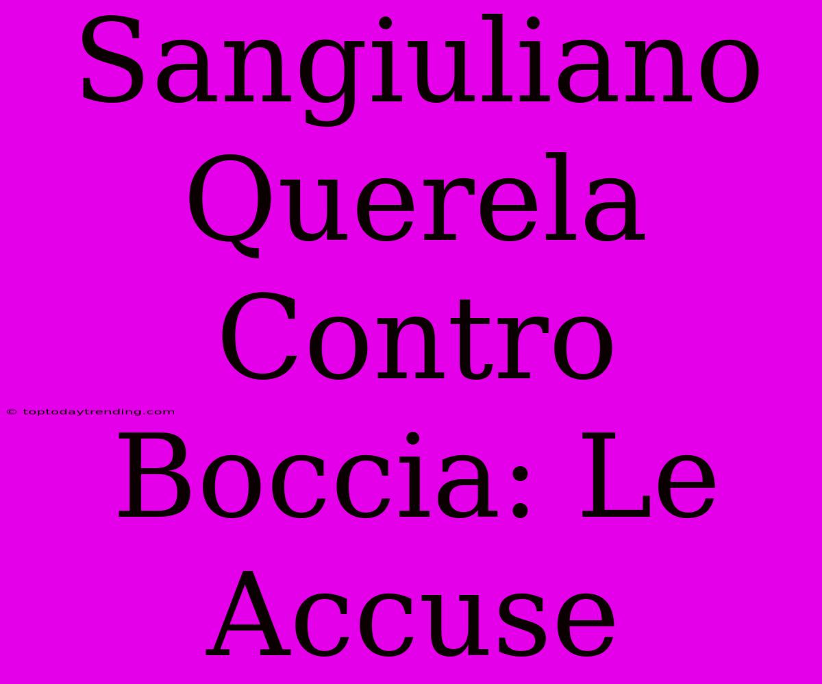 Sangiuliano Querela Contro Boccia: Le Accuse