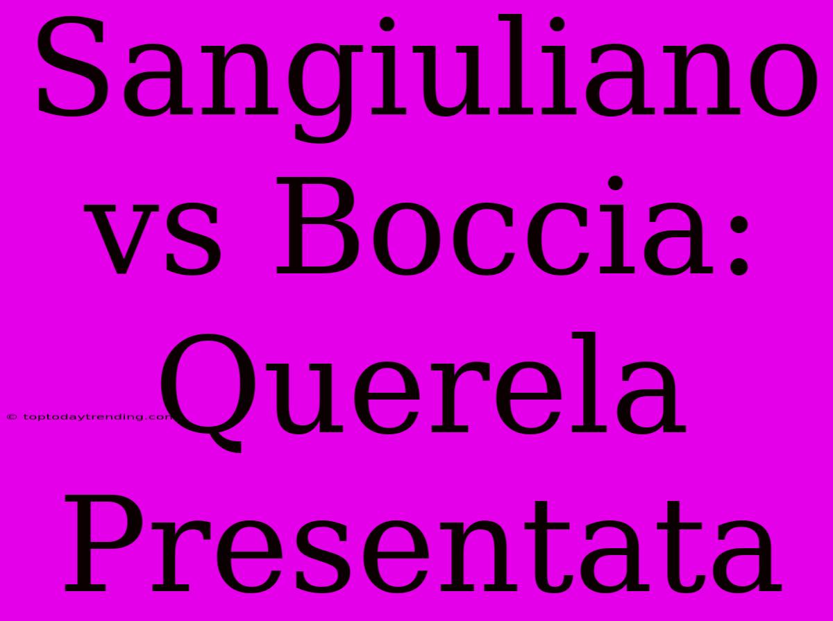 Sangiuliano Vs Boccia: Querela Presentata