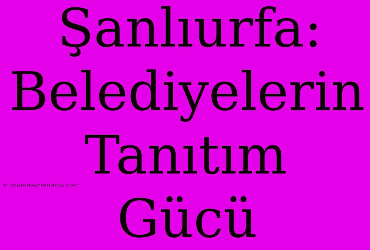 Şanlıurfa: Belediyelerin Tanıtım Gücü