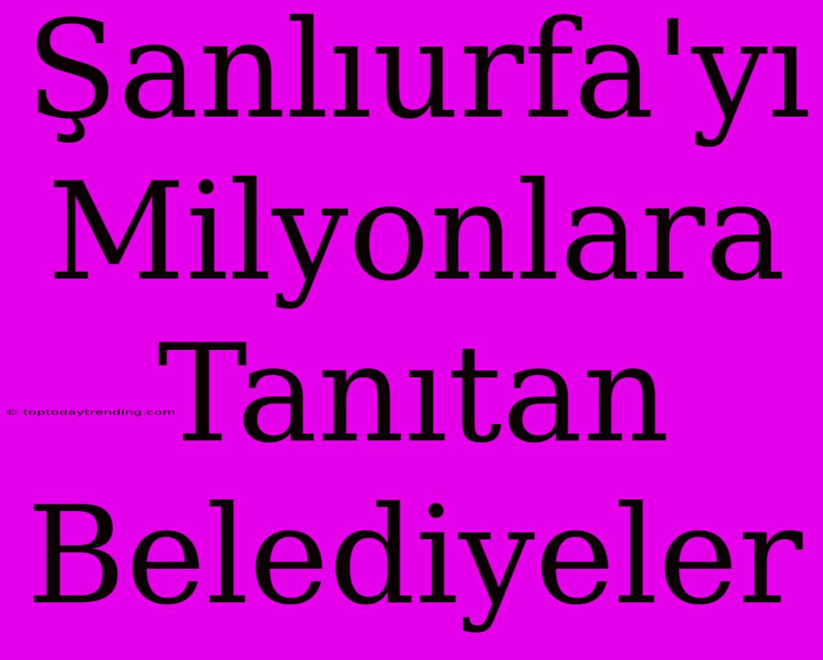 Şanlıurfa'yı Milyonlara Tanıtan Belediyeler