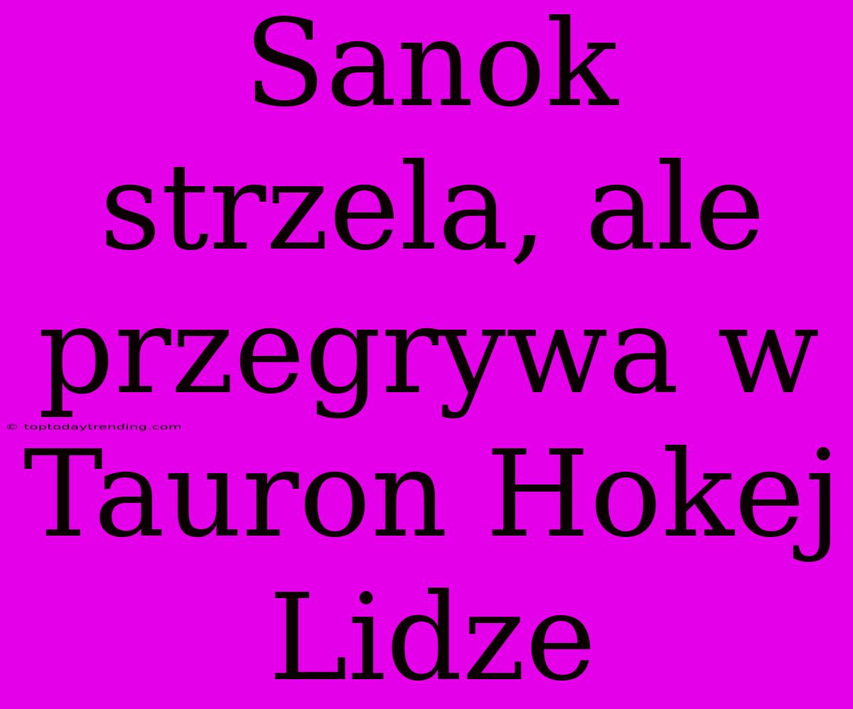 Sanok Strzela, Ale Przegrywa W Tauron Hokej Lidze