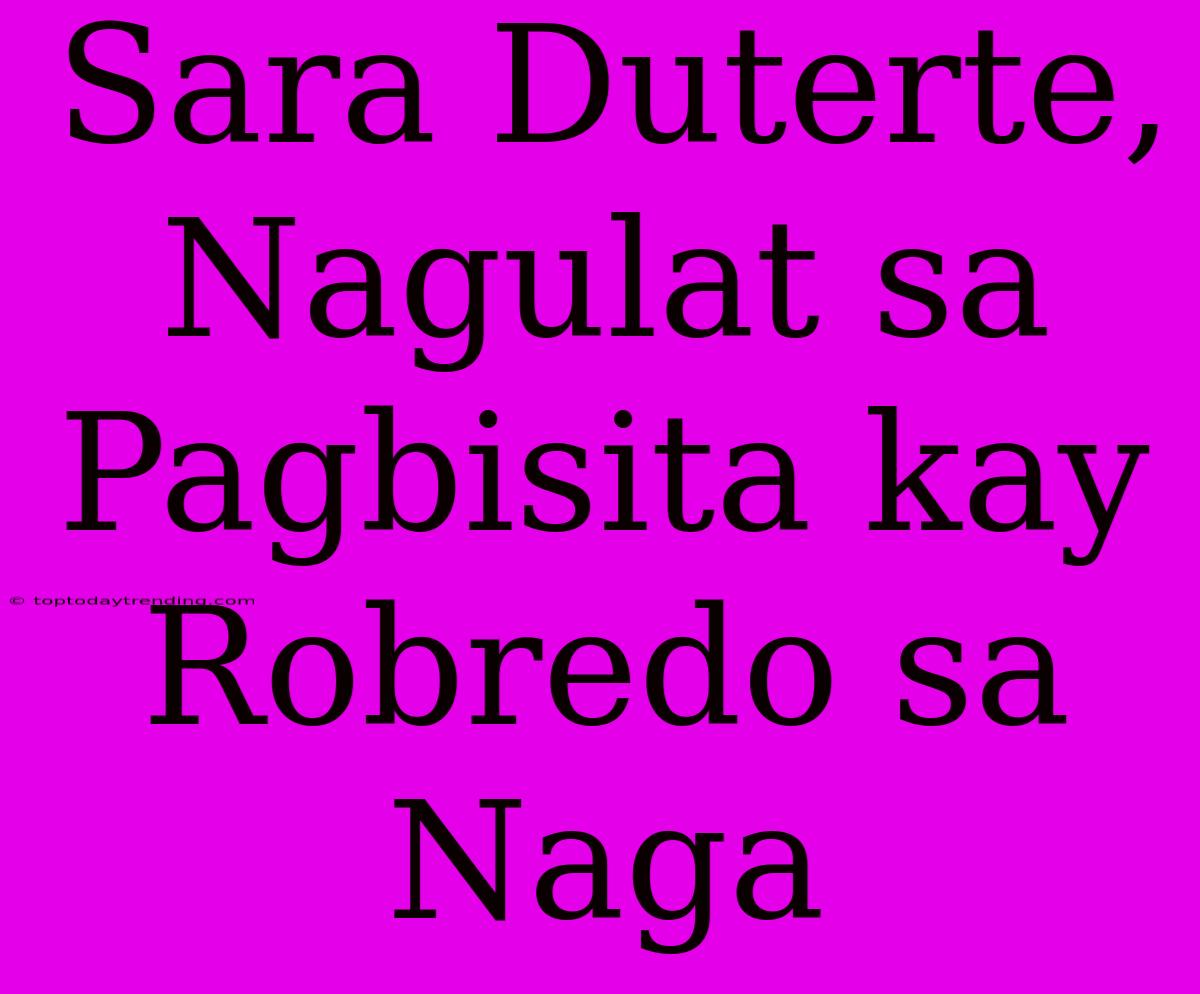 Sara Duterte, Nagulat Sa Pagbisita Kay Robredo Sa Naga