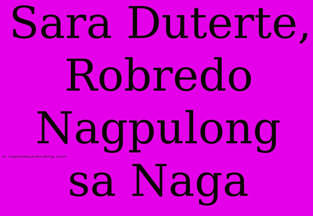 Sara Duterte, Robredo Nagpulong Sa Naga