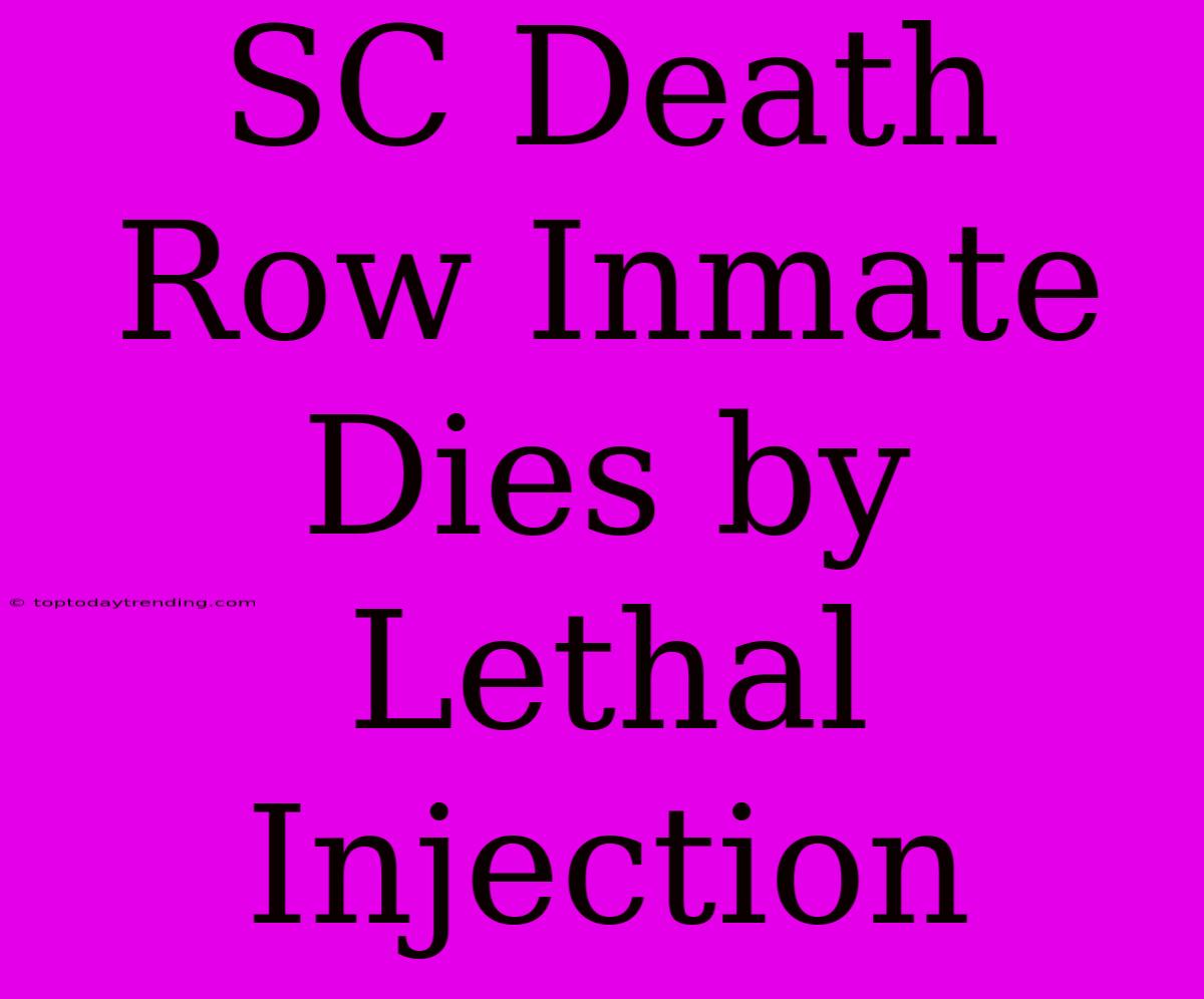 SC Death Row Inmate Dies By Lethal Injection