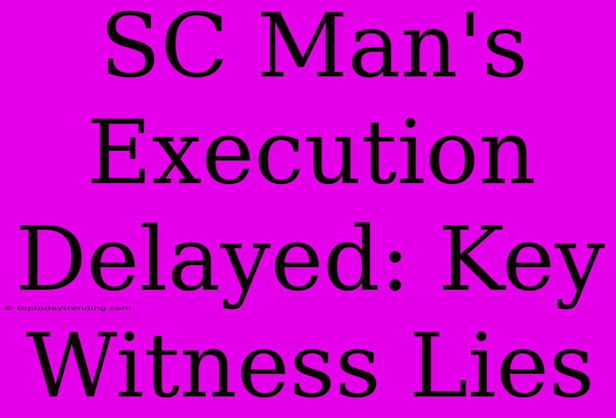 SC Man's Execution Delayed: Key Witness Lies