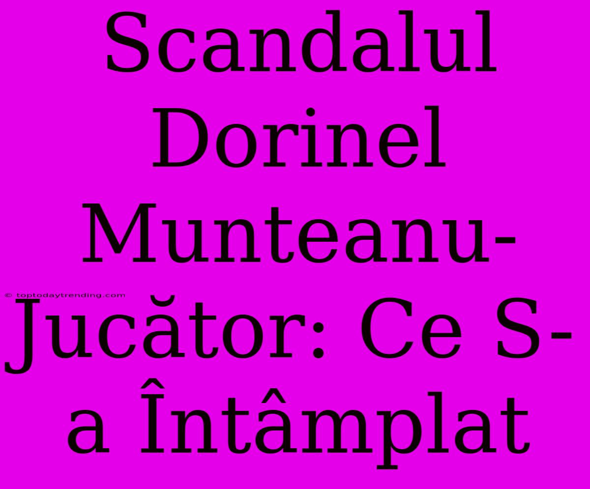 Scandalul Dorinel Munteanu-Jucător: Ce S-a Întâmplat