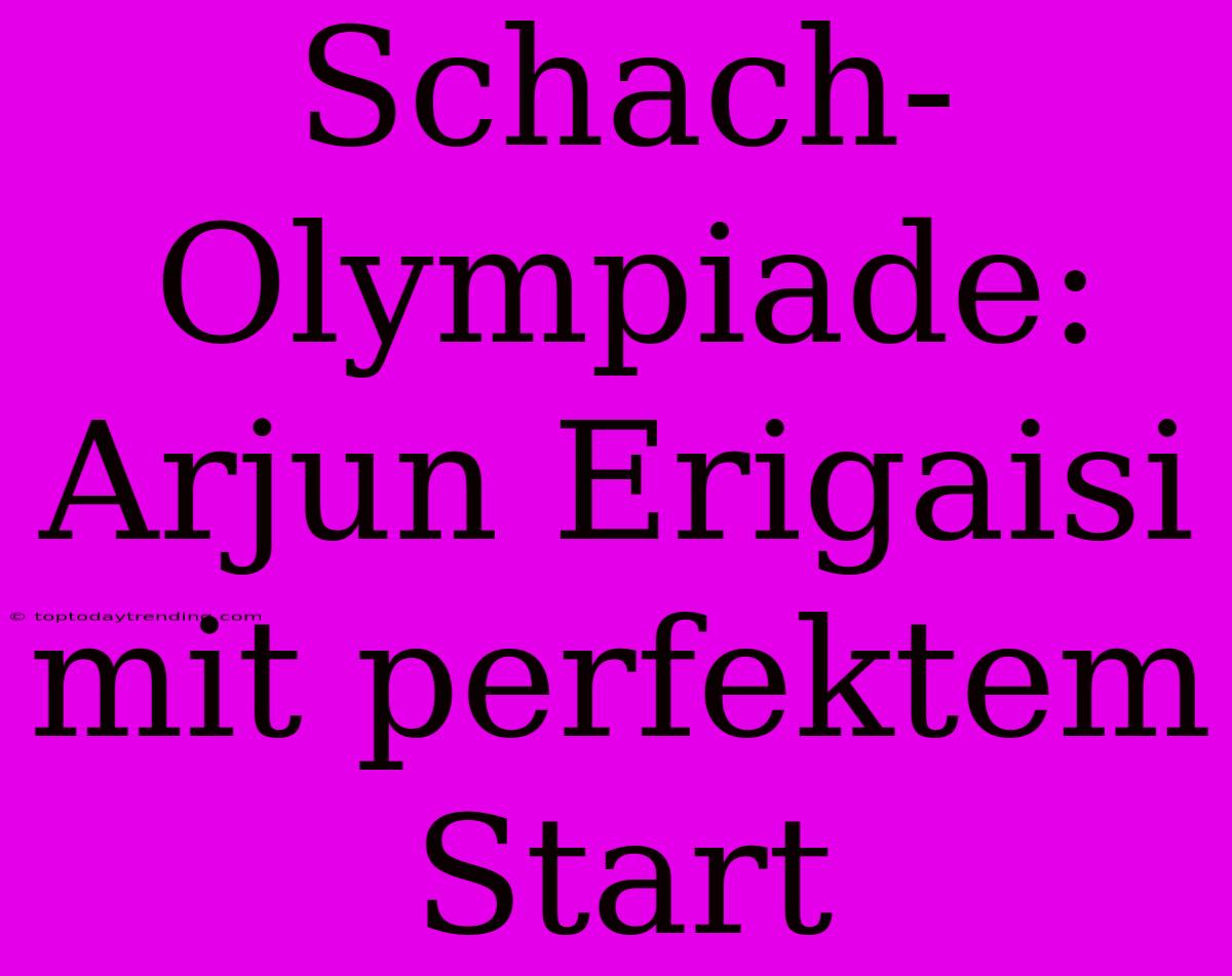 Schach-Olympiade: Arjun Erigaisi Mit Perfektem Start