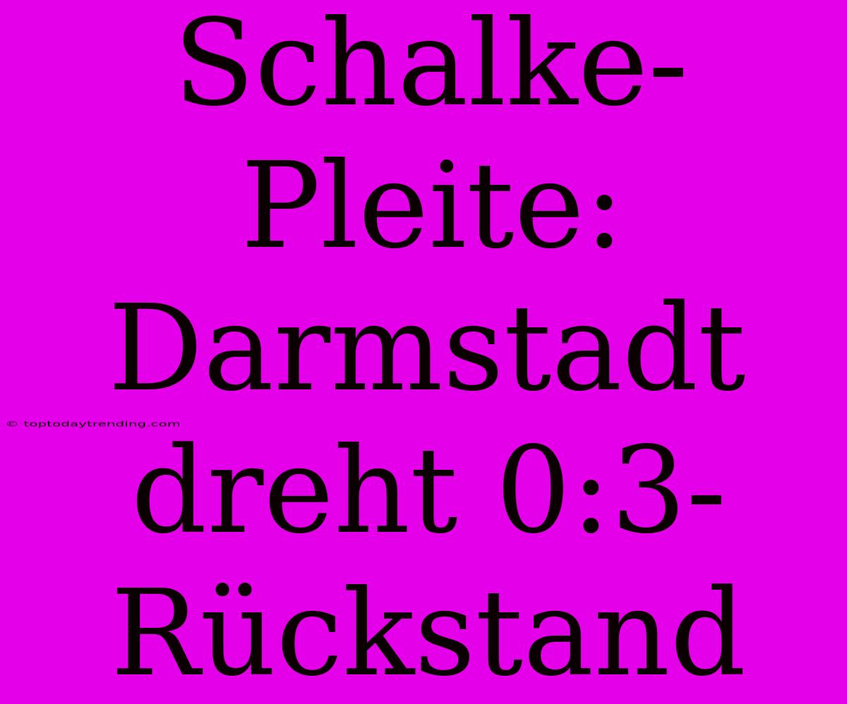 Schalke-Pleite: Darmstadt Dreht 0:3-Rückstand