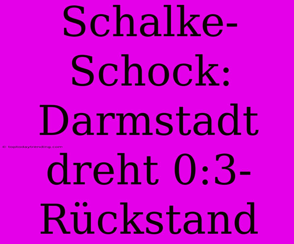 Schalke-Schock: Darmstadt Dreht 0:3-Rückstand