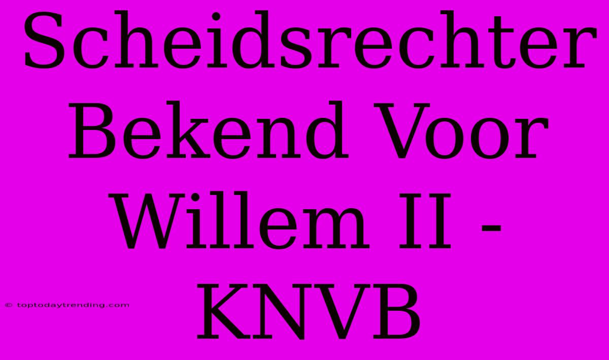 Scheidsrechter Bekend Voor Willem II - KNVB