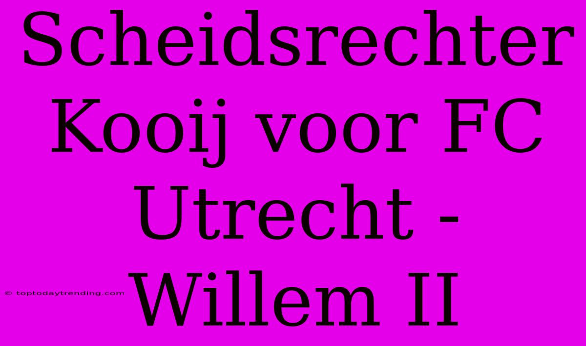 Scheidsrechter Kooij Voor FC Utrecht - Willem II