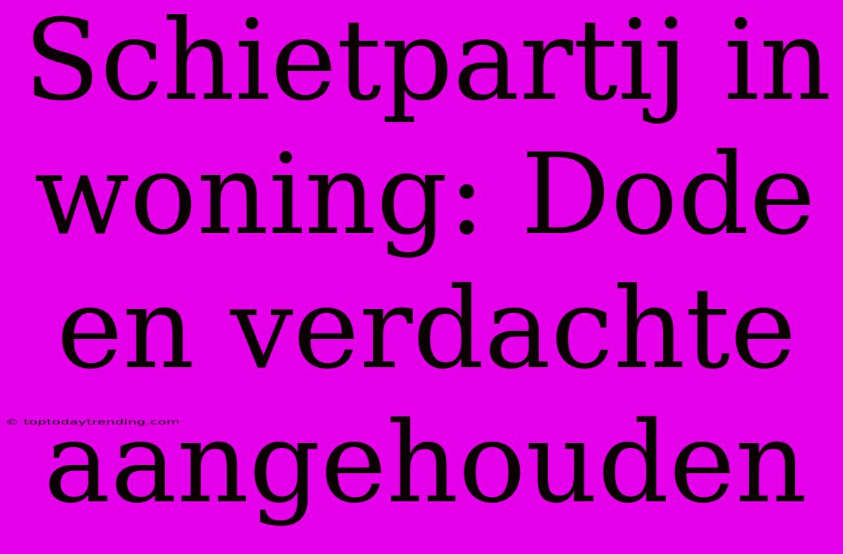 Schietpartij In Woning: Dode En Verdachte Aangehouden