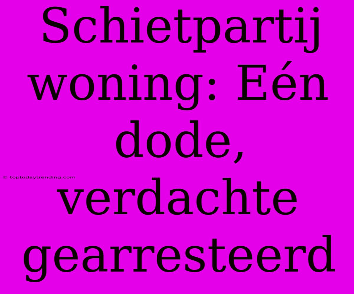 Schietpartij Woning: Eén Dode, Verdachte Gearresteerd