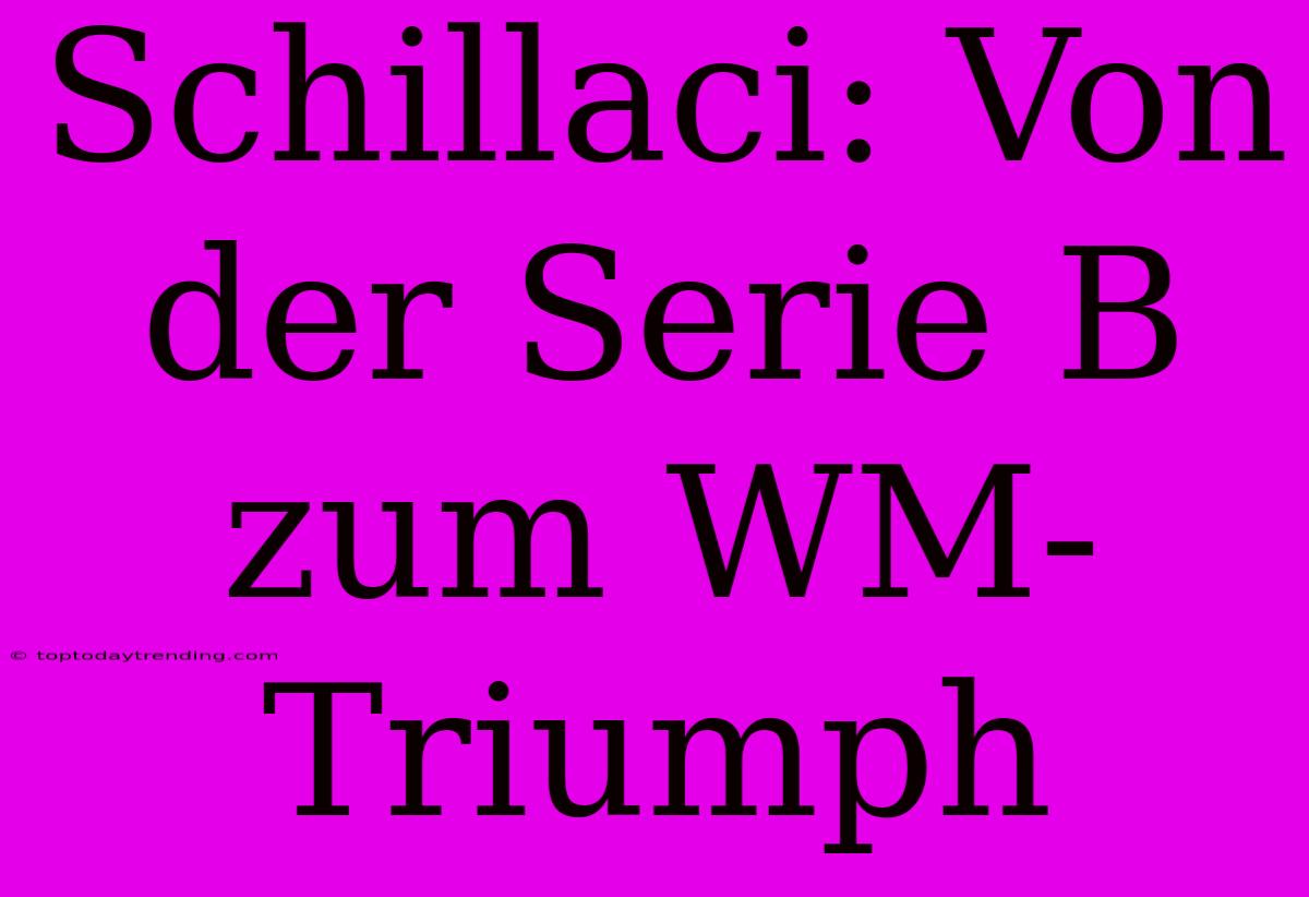 Schillaci: Von Der Serie B Zum WM-Triumph