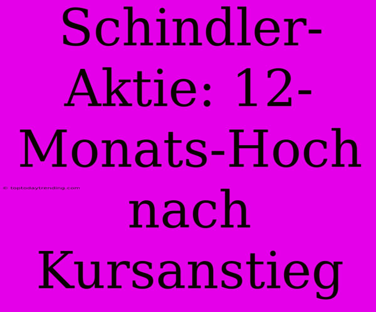 Schindler-Aktie: 12-Monats-Hoch Nach Kursanstieg