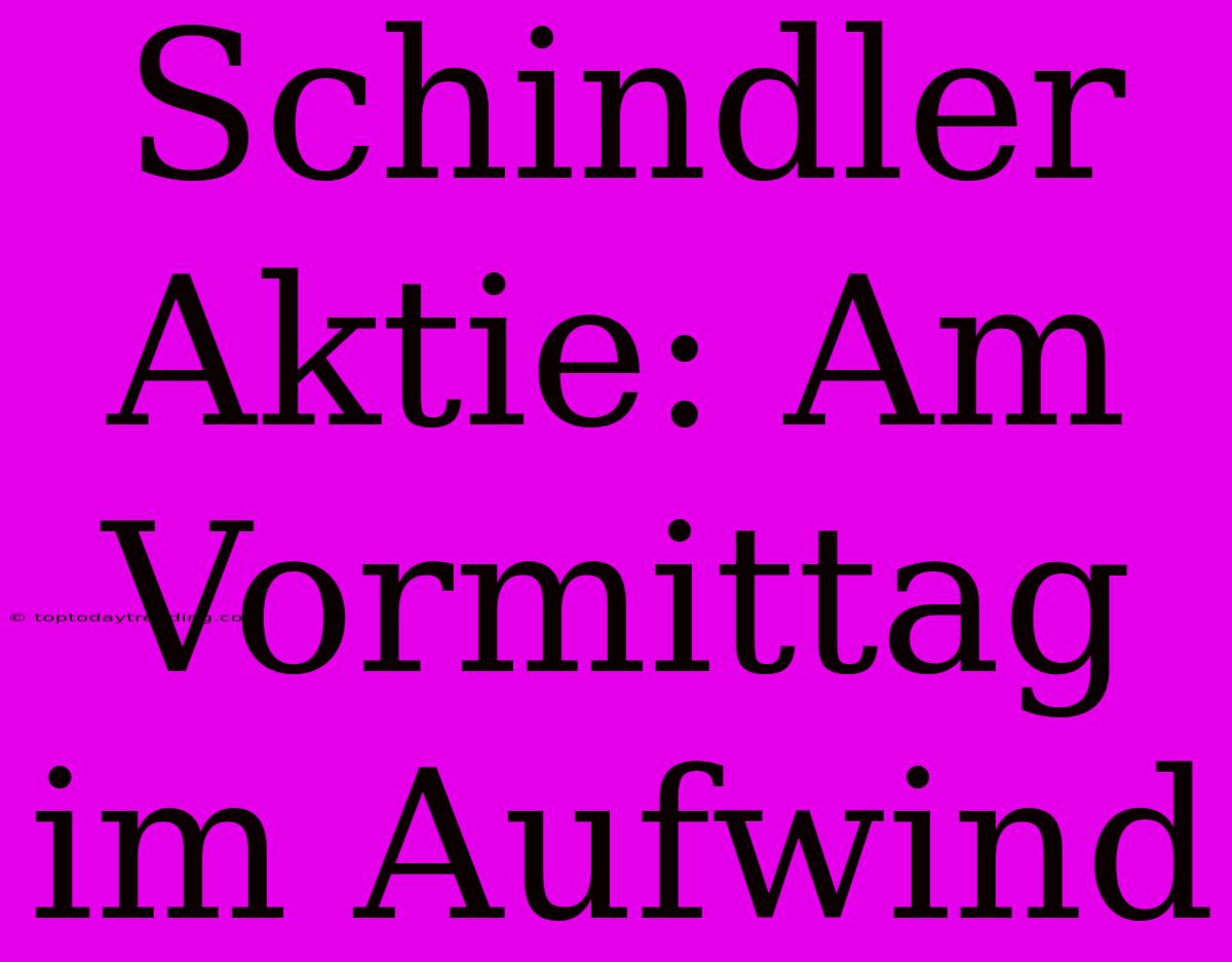 Schindler Aktie: Am Vormittag Im Aufwind