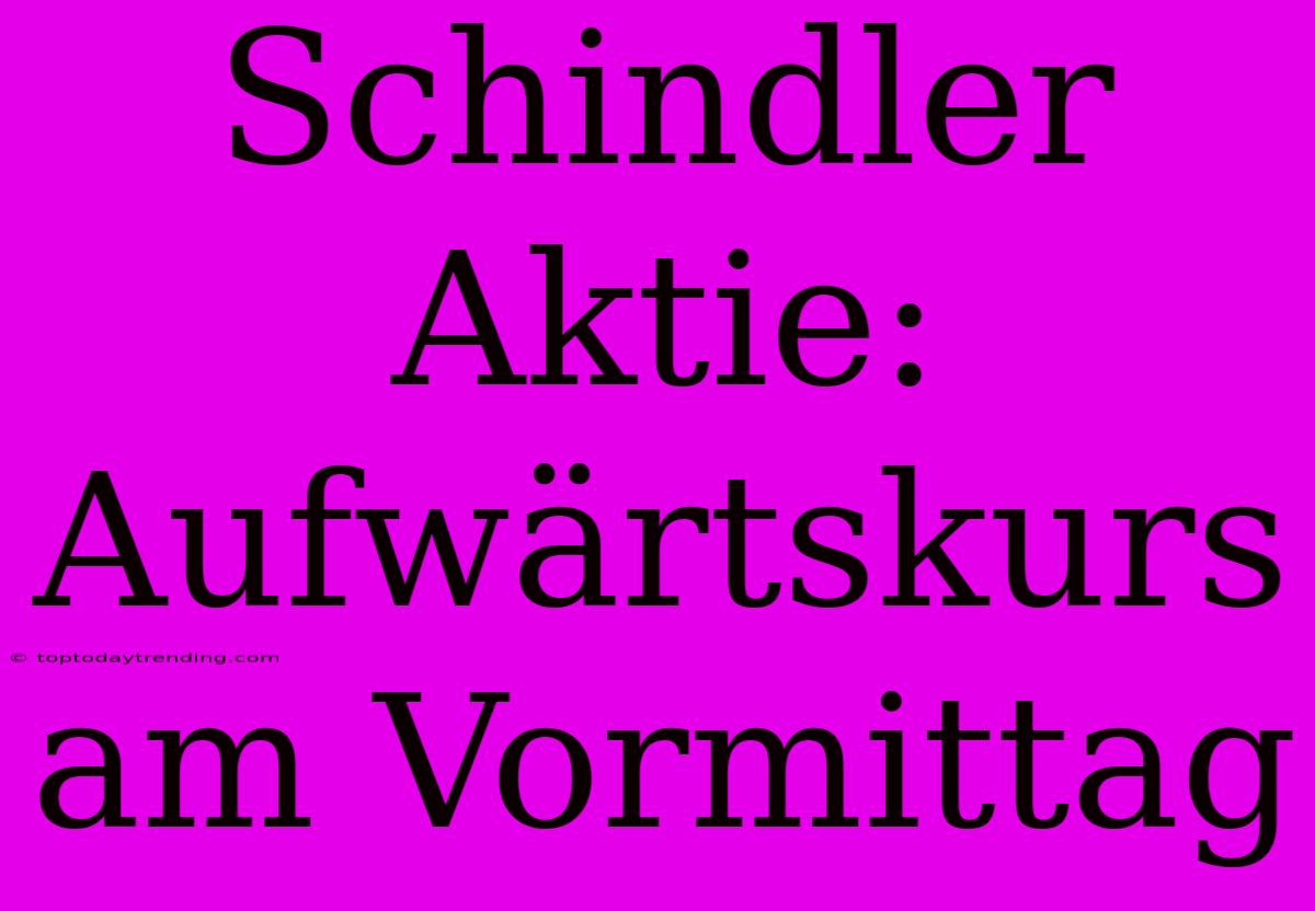 Schindler Aktie: Aufwärtskurs Am Vormittag