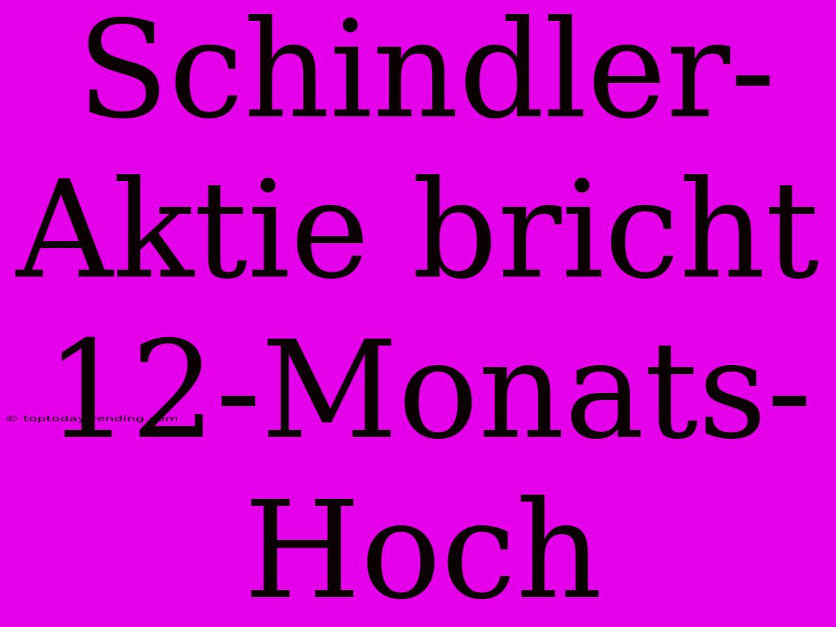 Schindler-Aktie Bricht 12-Monats-Hoch