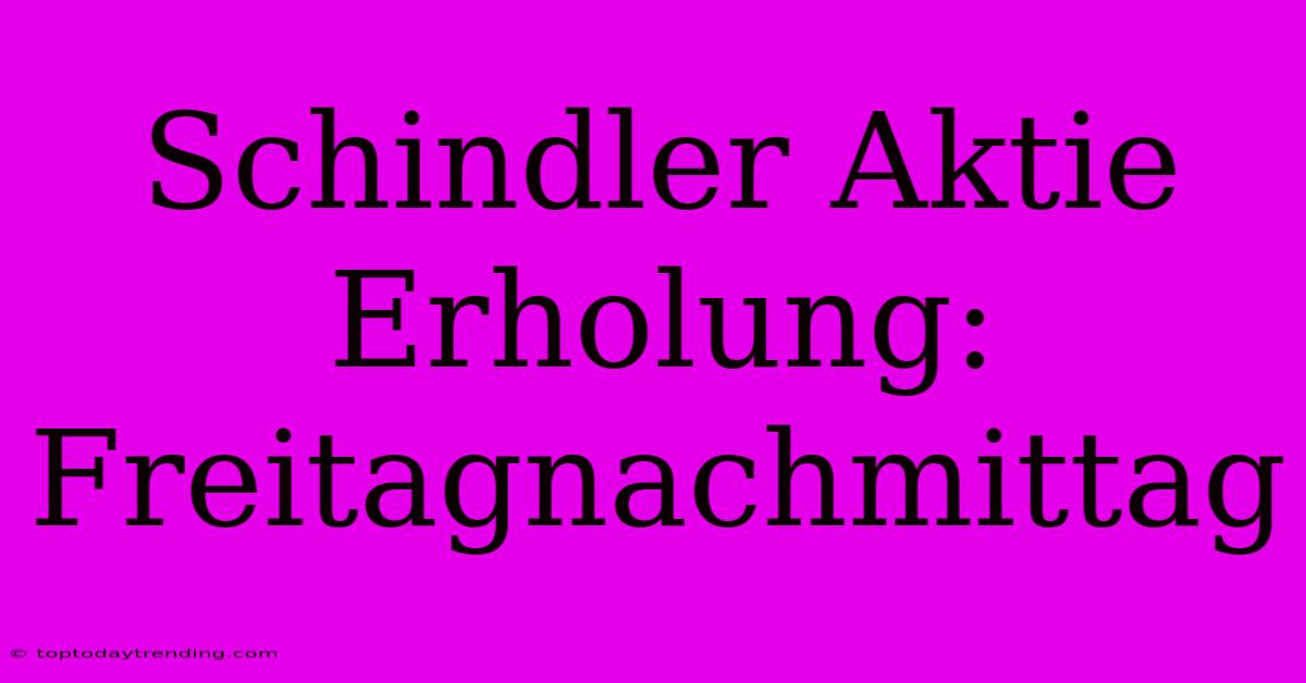 Schindler Aktie Erholung: Freitagnachmittag