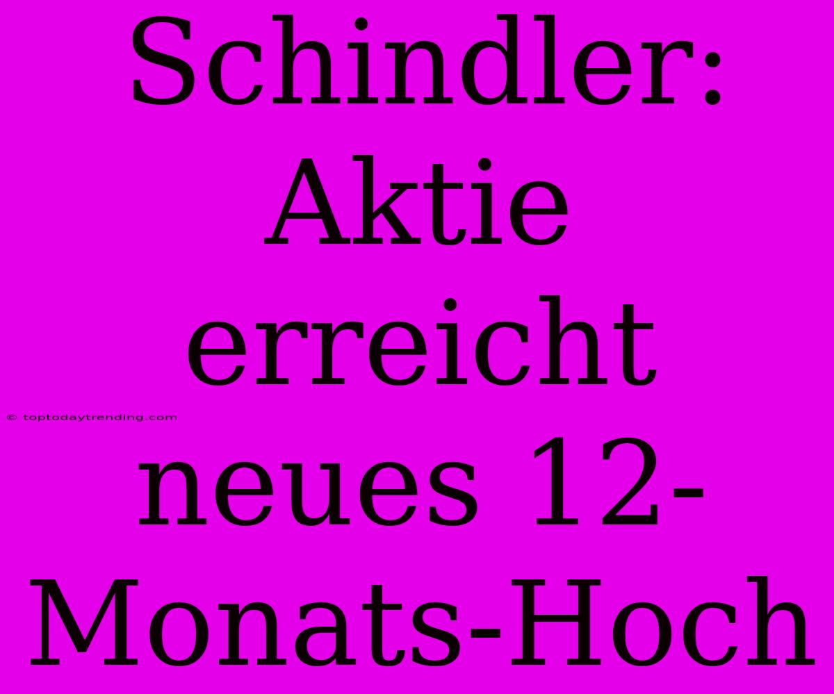 Schindler: Aktie Erreicht Neues 12-Monats-Hoch