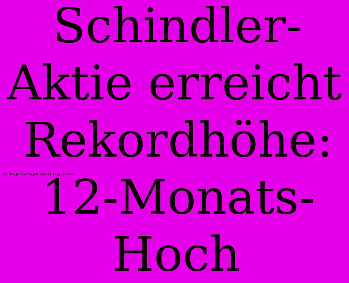 Schindler-Aktie Erreicht Rekordhöhe: 12-Monats-Hoch