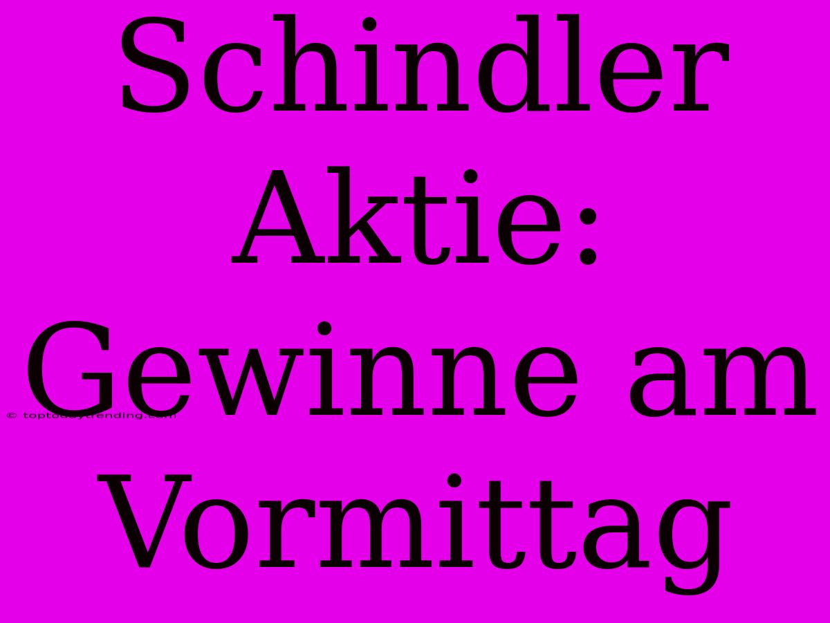 Schindler Aktie: Gewinne Am Vormittag