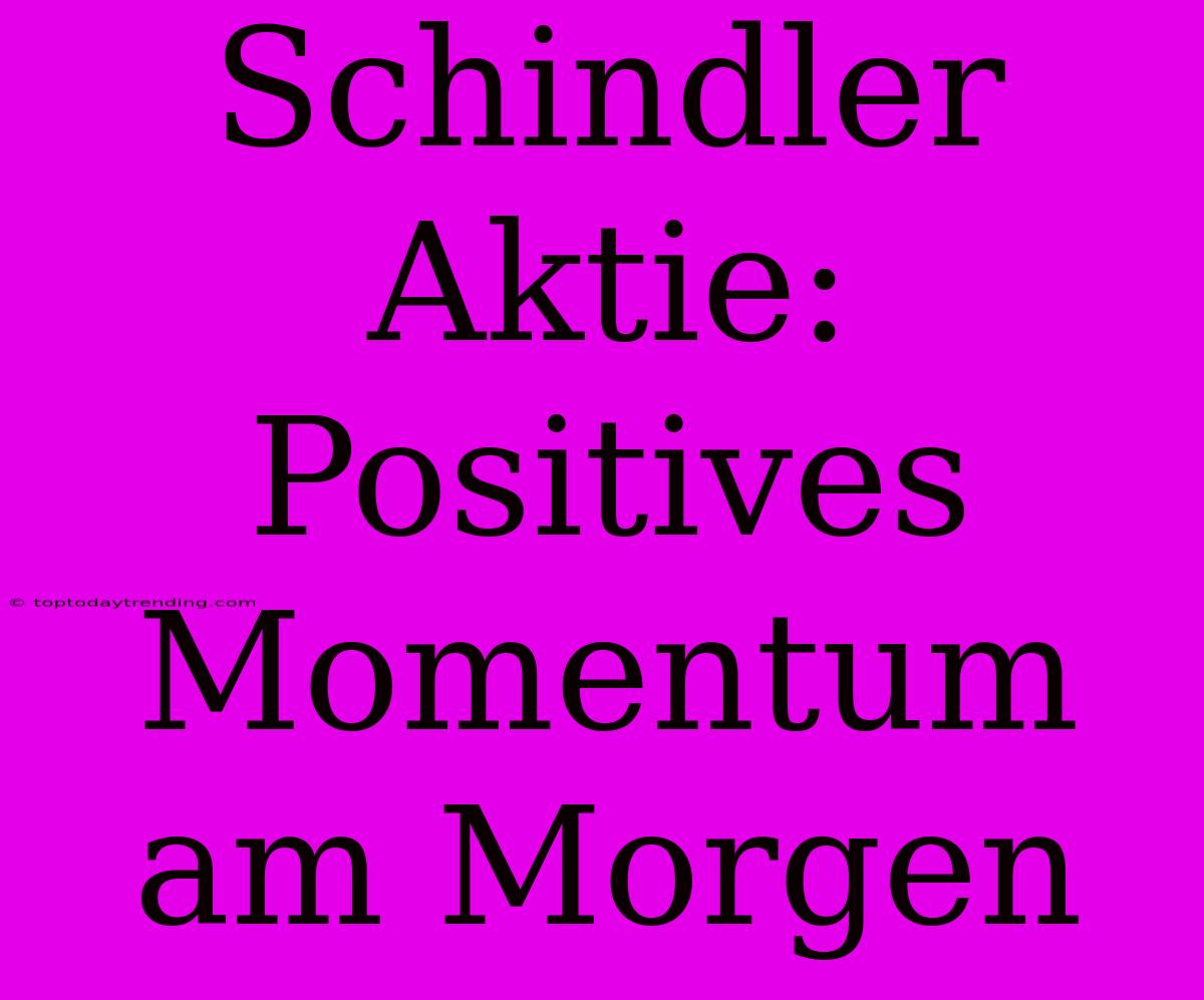 Schindler Aktie: Positives Momentum Am Morgen