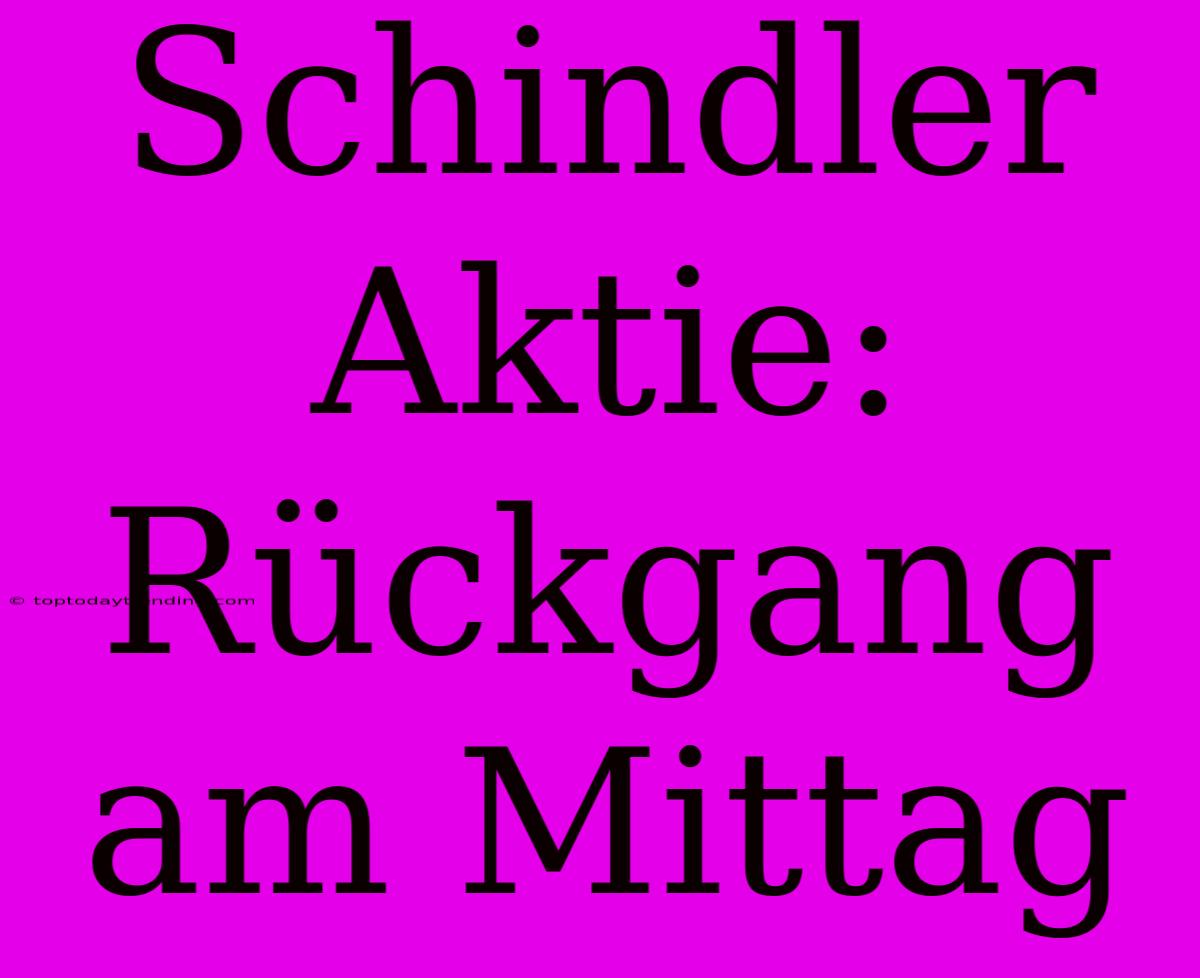 Schindler Aktie: Rückgang Am Mittag