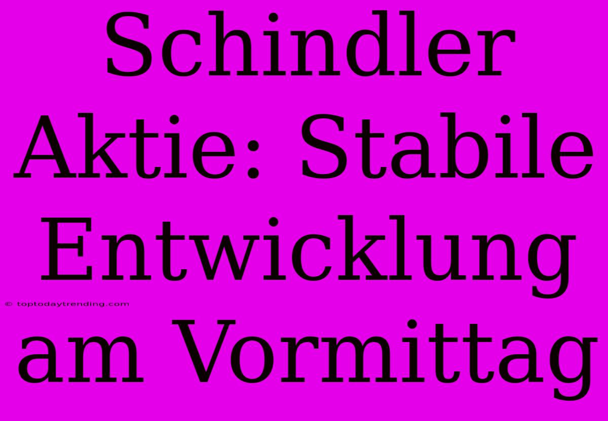 Schindler Aktie: Stabile Entwicklung Am Vormittag