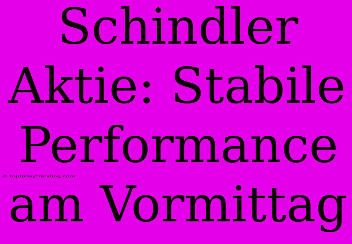 Schindler Aktie: Stabile Performance Am Vormittag